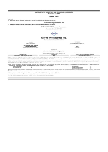 Thumbnail Eterna Therapeutics 10-Q Quarterly Report FY2024 