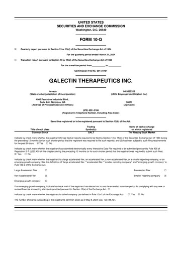 Vorschaubild Galectin Therapeutics 10-Q Quartalsbericht 2024 