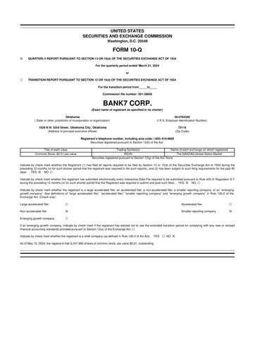 Miniature Bank7 10-Q Rapport trimestriel 2024 