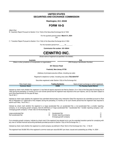 Thumbnail Cenntro Inc. 10-Q Quarterly Report FY2024 