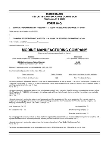 Thumbnail Modine Manufacturing
 10-Q Quarterly Report FY2025 