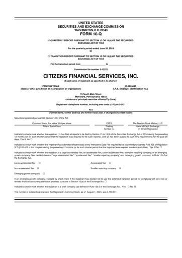 Vorschaubild Citizens Financial Services 10-Q Quartalsbericht 2024 