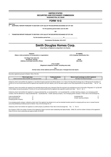 Thumbnail Smith Douglas Homes 10-Q Quarterly Report FY2024 