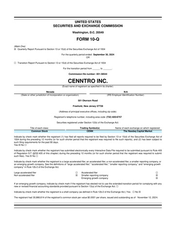 Thumbnail Cenntro Inc. 10-Q Quarterly Report FY2024 