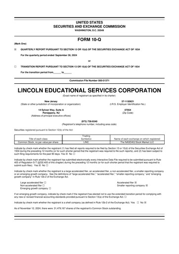 Miniature Lincoln Educational Services 10-Q Rapport trimestriel 2024 