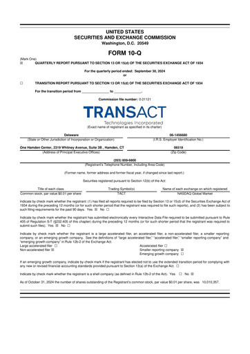 Thumbnail TransAct Technologies 10-Q Quarterly Report FY2024 