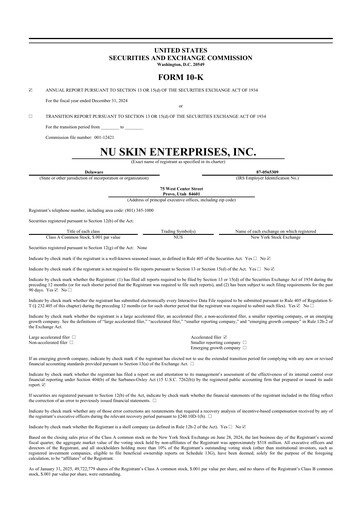 Thumbnail Nu Skin 10-K Annual Report 2024