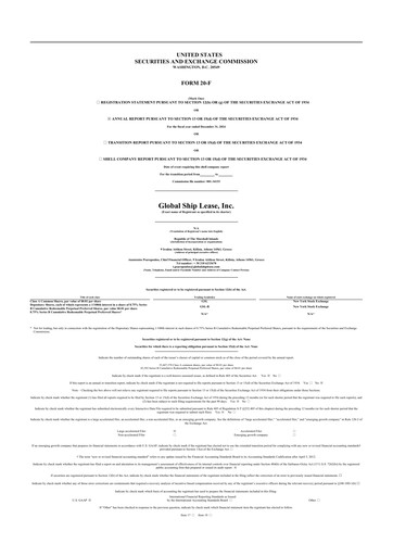 Thumbnail Global Ship Lease 20-F Annual Report 