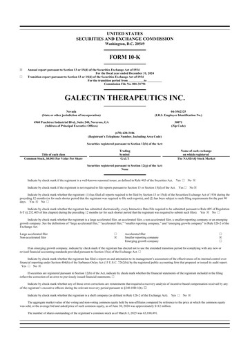 Thumbnail Galectin Therapeutics 10-K Annual Report 2024
