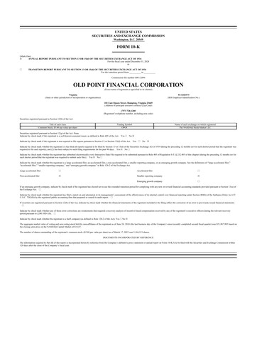 Thumbnail Old Point Financial 10-K Annual Report 2024