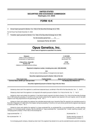 Thumbnail Opus Genetics 10-K Annual Report 2024