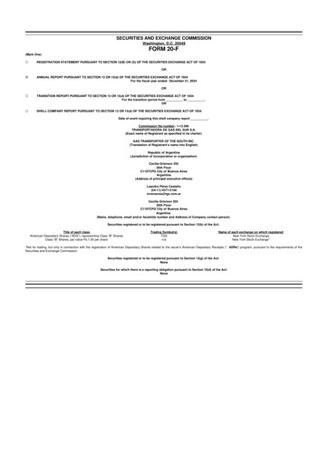 Thumbnail Transportadora de Gas del Sur 20-F Annual Report 2024