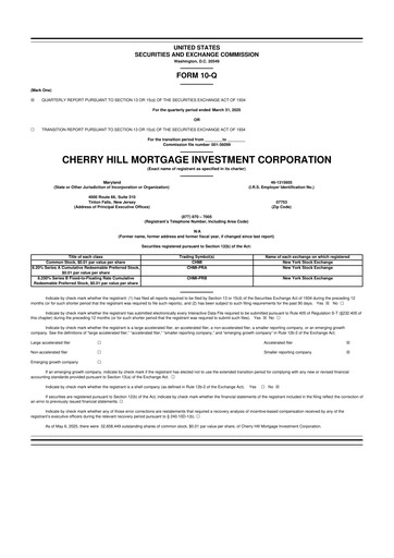 Thumbnail Cherry Hill Mortgage Investment 10-Q Quarterly Report FY2025 