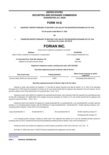 Thumbnail Forian 10-Q Quarterly Report FY2025 
