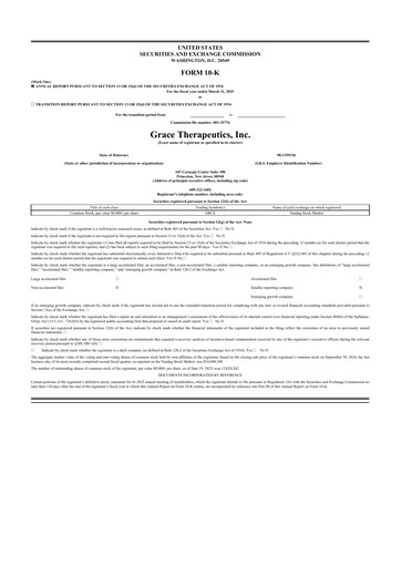 Thumbnail Grace Therapeutics 10-K Annual Report 2025