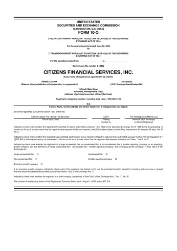 Vorschaubild Citizens Financial Services 10-Q Quartalsbericht 2025 