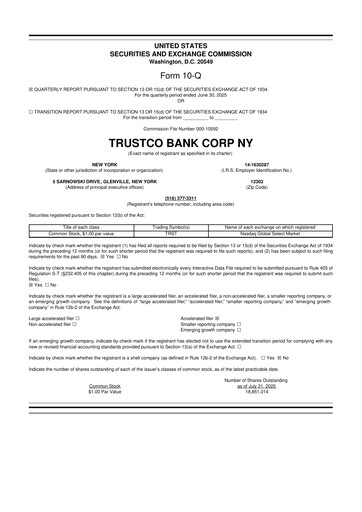 Miniature Trustco Bank 10-Q Rapport trimestriel 2025 
