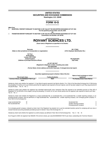 Thumbnail Roivant Sciences 10-Q Quarterly Report FY2025 