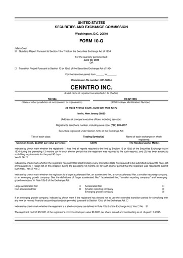 Thumbnail Cenntro Inc. 10-Q Quarterly Report FY2025 