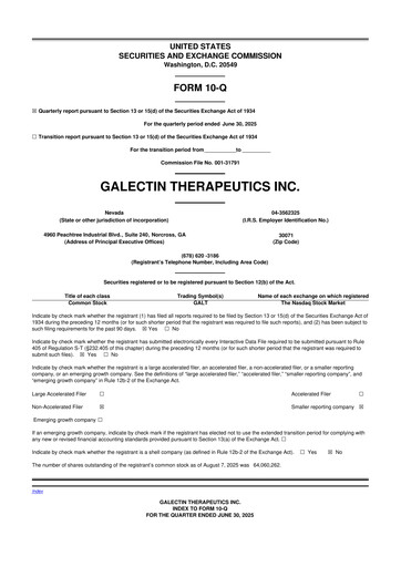 Vorschaubild Galectin Therapeutics 10-Q Quartalsbericht 2025 