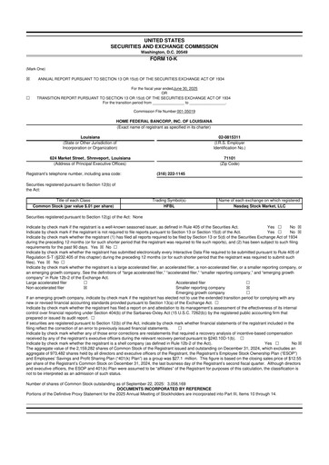 Thumbnail Home Federal Bancorp (HFB Bank) 10-K Annual Report 2025