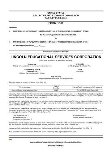 Miniature Lincoln Educational Services 10-Q Rapport trimestriel 2025 