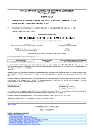 Thumbnail Motorcar Parts of America 10-Q Quarterly Report FY2026 