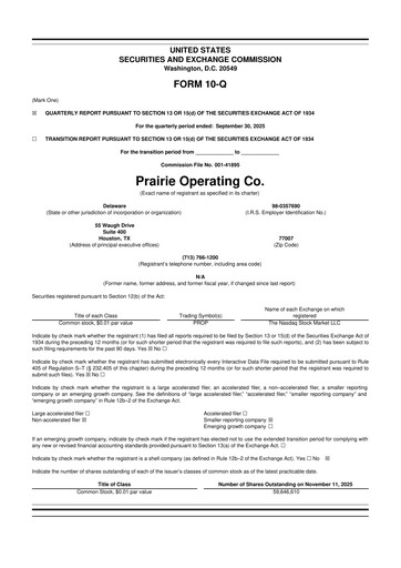 Thumbnail Prairie Operating 10-Q Quarterly Report FY2025 