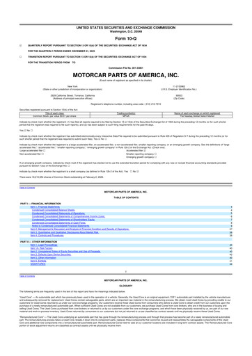Thumbnail Motorcar Parts of America 10-Q Quarterly Report FY2026 