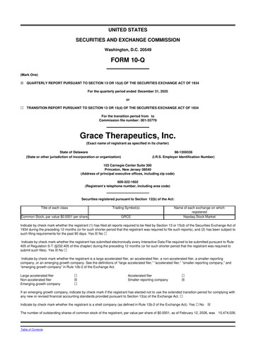 Vorschaubild Grace Therapeutics 10-Q Quartalsbericht 2026 