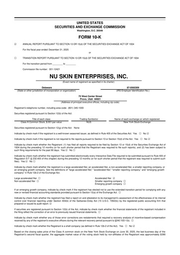 Thumbnail Nu Skin 10-K Annual Report 2025