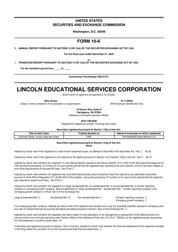 Miniature Lincoln Educational Services 10-K Rapport annuel 2025