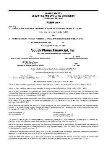 Thumbnail South Plains Financial 10-K Annual Report 2025