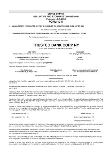 Miniature Trustco Bank 10-K Rapport annuel 2025