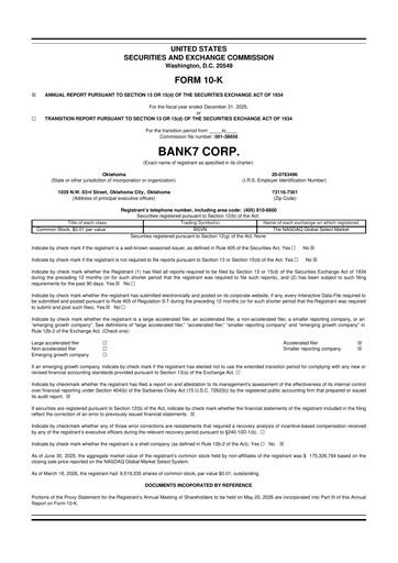 Miniature Bank7 10-K Rapport annuel 2025