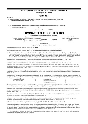 Miniature Luminar Technologies 10-K Rapport annuel 2025