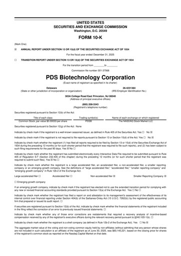 Miniature PDS Biotechnology
 10-K Rapport annuel 2025