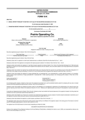 Thumbnail Prairie Operating 10-K Annual Report 2025