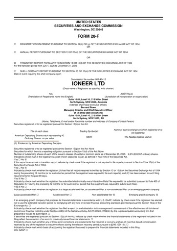 Thumbnail Ioneer 20-F Annual Report 