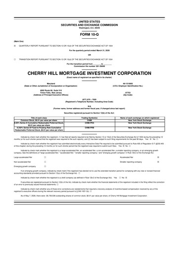 Thumbnail Cherry Hill Mortgage Investment 10-Q Quarterly Report FY2026 
