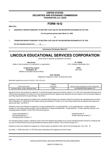 Thumbnail Lincoln Educational Services 10-Q Quarterly Report FY2026 