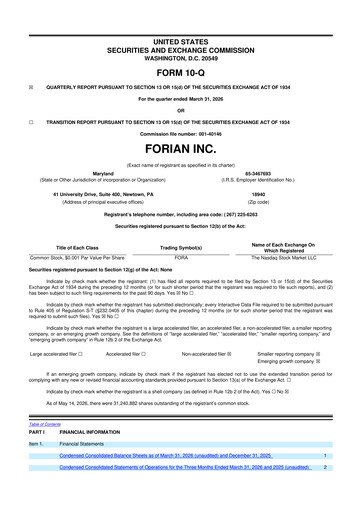 Thumbnail Forian 10-Q Quarterly Report FY2026 