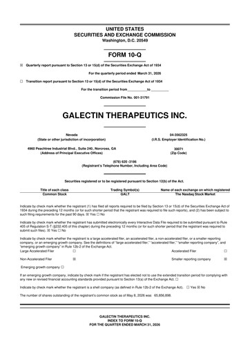 Thumbnail Galectin Therapeutics 10-Q Quarterly Report FY 