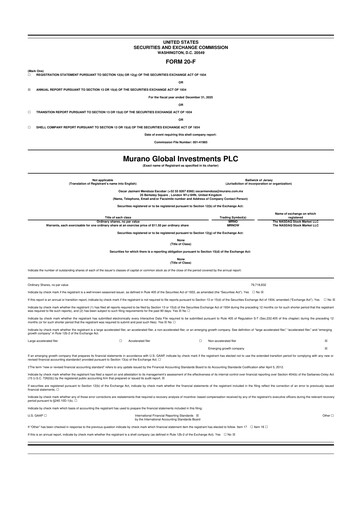 Miniature Murano Global Investments 20-F Rapport annuel 