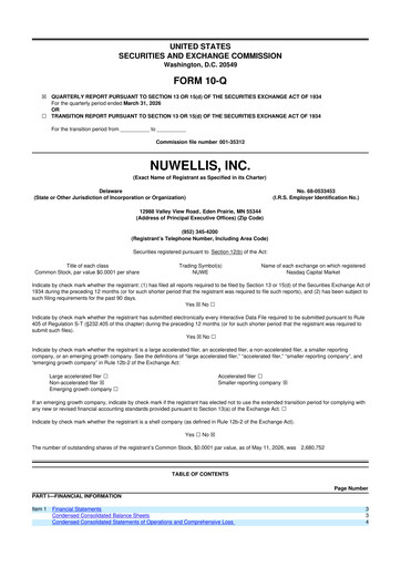 Thumbnail Nuwellis 10-Q Quarterly Report FY2026 