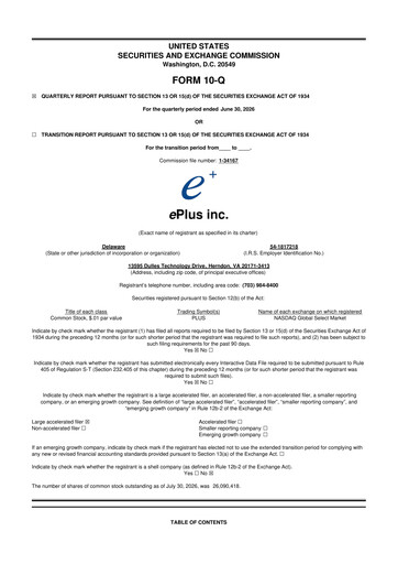 Miniature ePlus 10-Q Rapport trimestriel 2027 