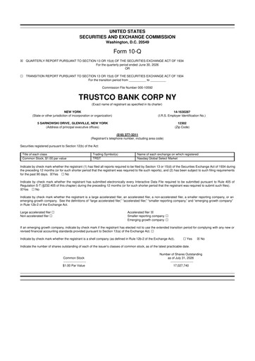 Vorschaubild Trustco Bank 10-Q Quartalsbericht 2026 