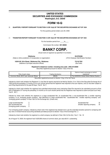 Vorschaubild Bank7 10-Q Quartalsbericht 2026 