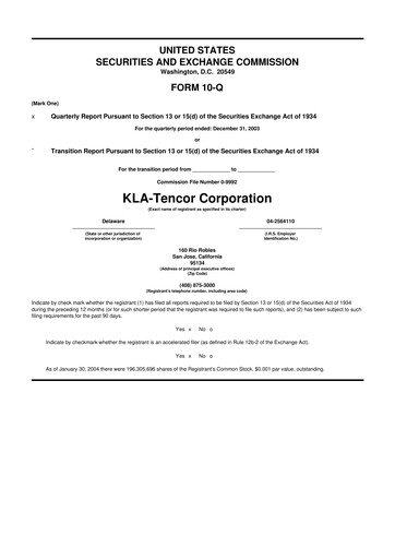 Thumbnail KLA 10-Q Quarterly Report FY 