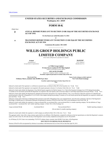 Thumbnail Willis Towers Watson  10-K Annual Report 2014